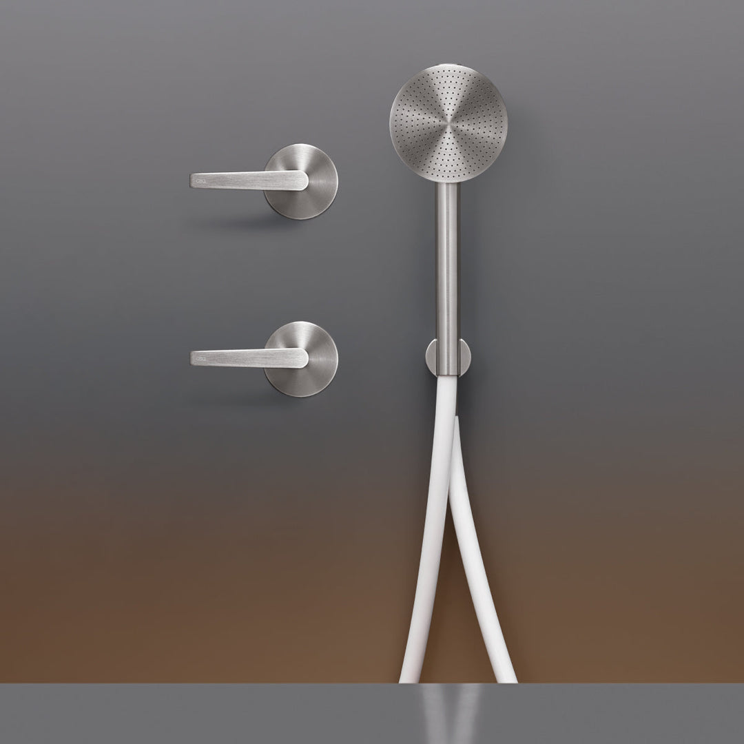Flag Wall mounted 2 progressive mixers set for bathtub/shower with round hand shower Ø 80 mm