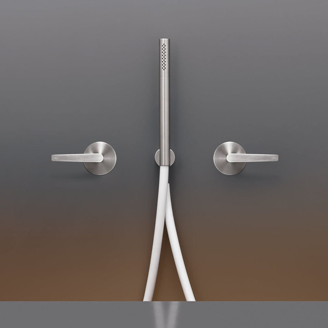 Flag Wall mounted 2 progressive mixers set for bathtub/shower with cylindrical hand shower Ø 18 mm
