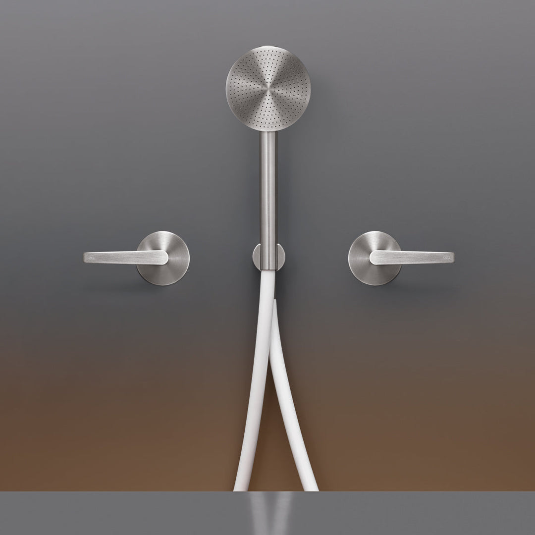 Flag Wall mounted 2 progressive mixers set for bathtub/shower with round hand shower Ø 80 mm