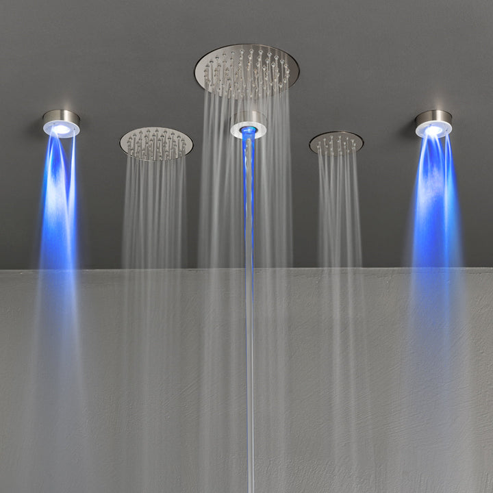 Shower Heads Built-in shower head set with rain jet and transparent silicone nozzles