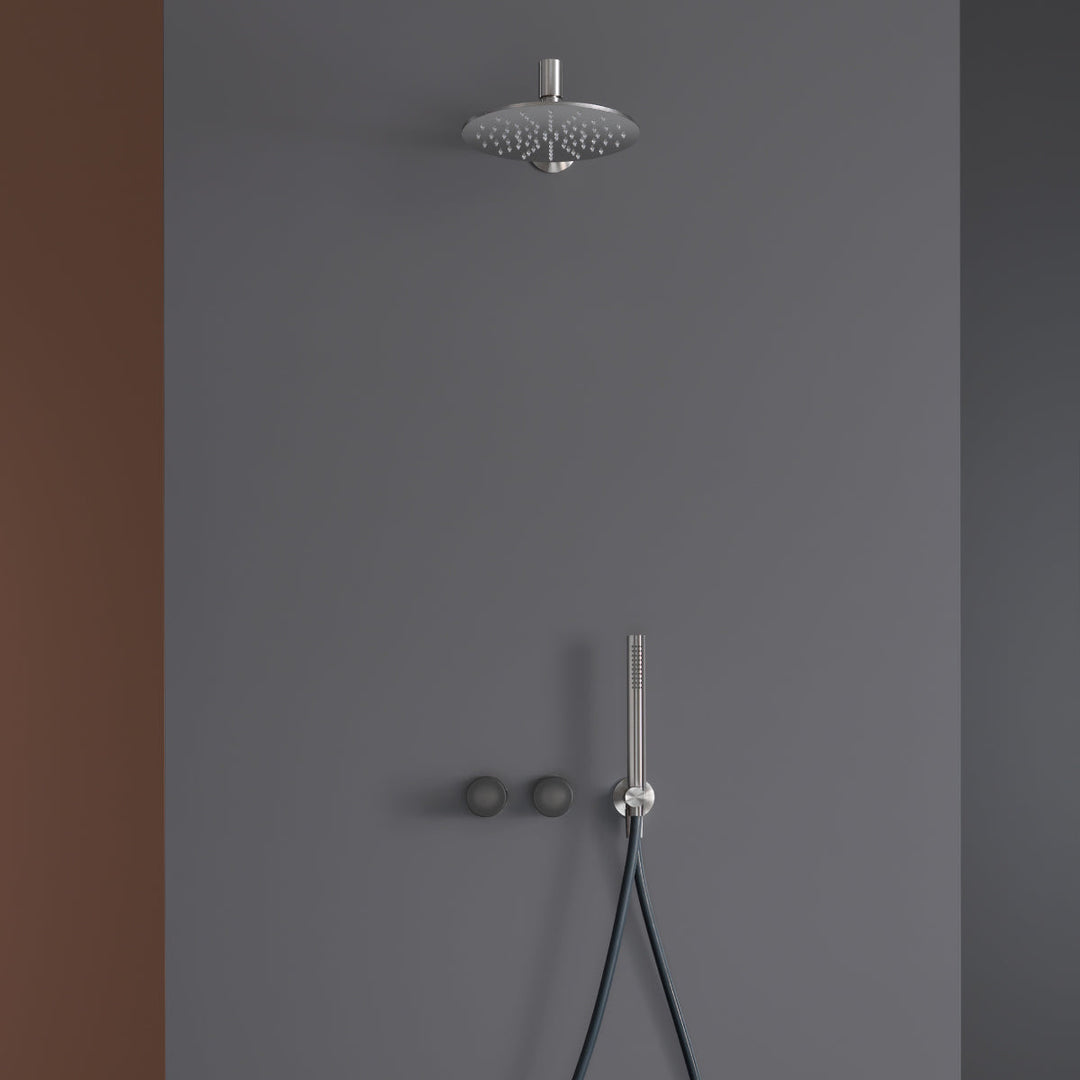 Shower Heads Round adjustable shower head with transparent silicone nozzles and pressure regulator