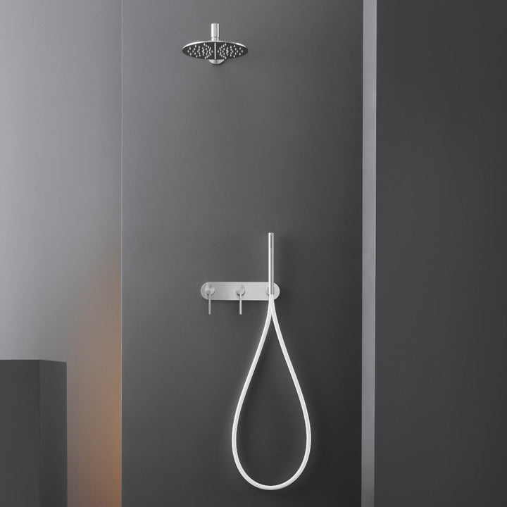 Shower Heads Round adjustable shower head with transparent silicone nozzles and pressure regulator