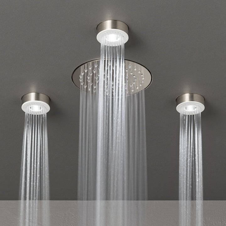 Wellness Built-in shower head with Delrin® end, rain jet and LED chromotherapy