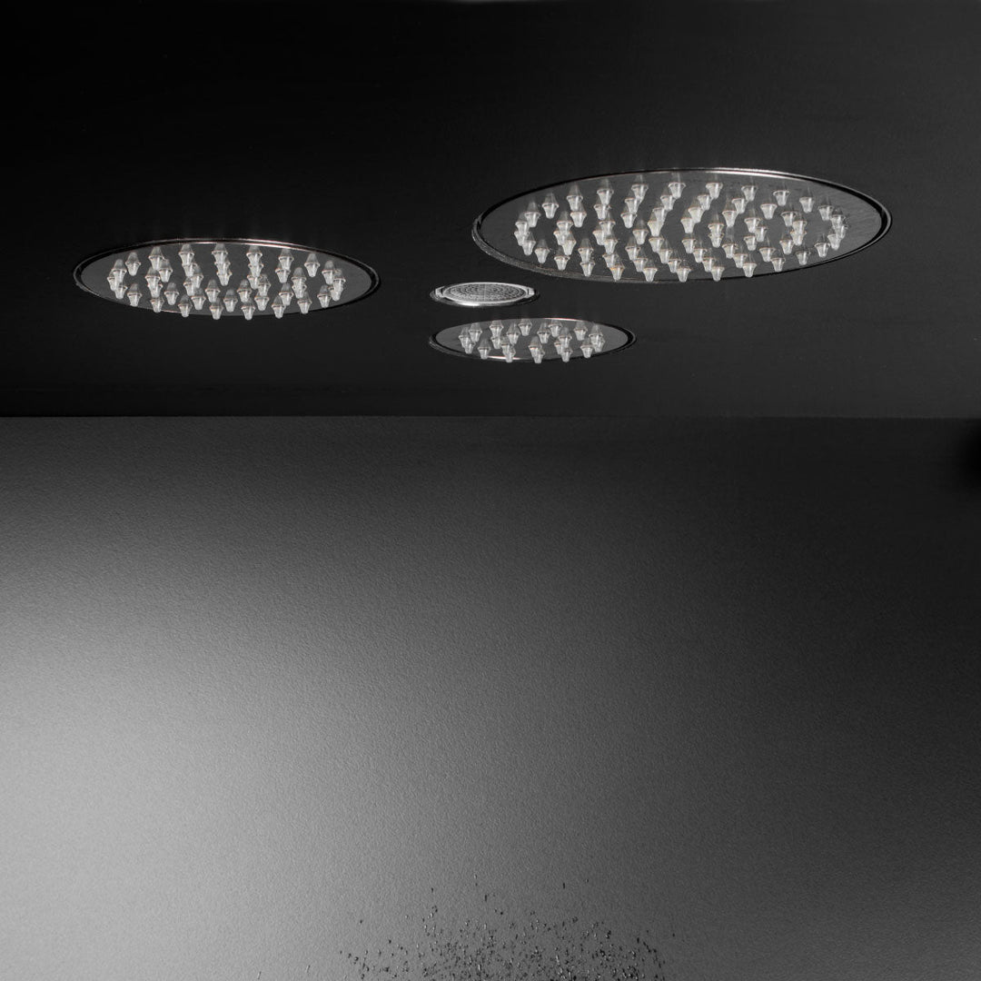 Wellness Built-in shower head set with rain jet and pure free flow jet, transparent silicone nozzles