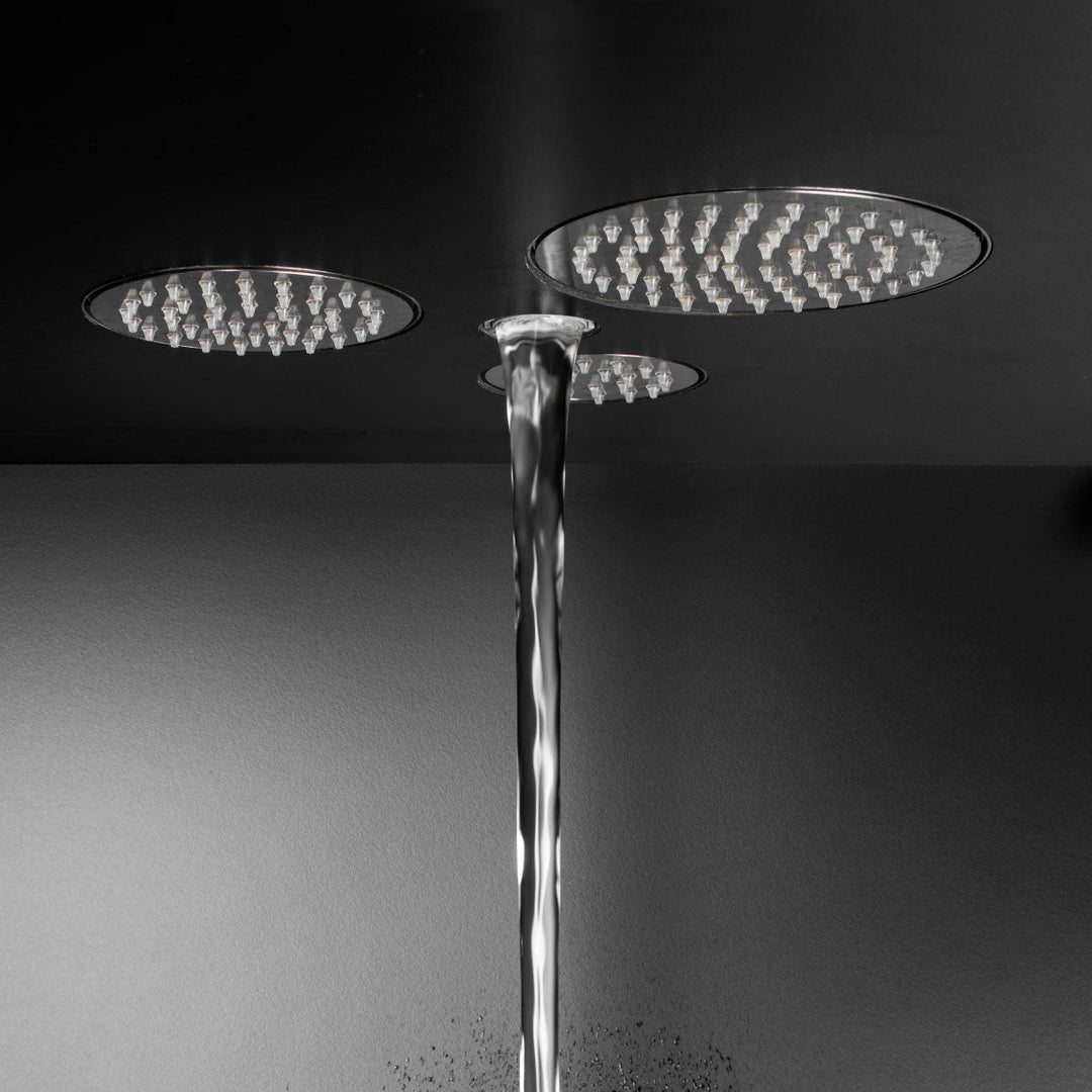 Wellness Built-in shower head set with rain jet and pure free flow jet, transparent silicone nozzles