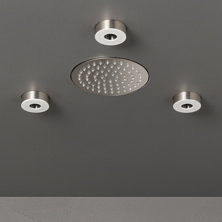 Wellness Built-in shower head set with rain jet and LED chromotherapy, transparent silicone nozzles