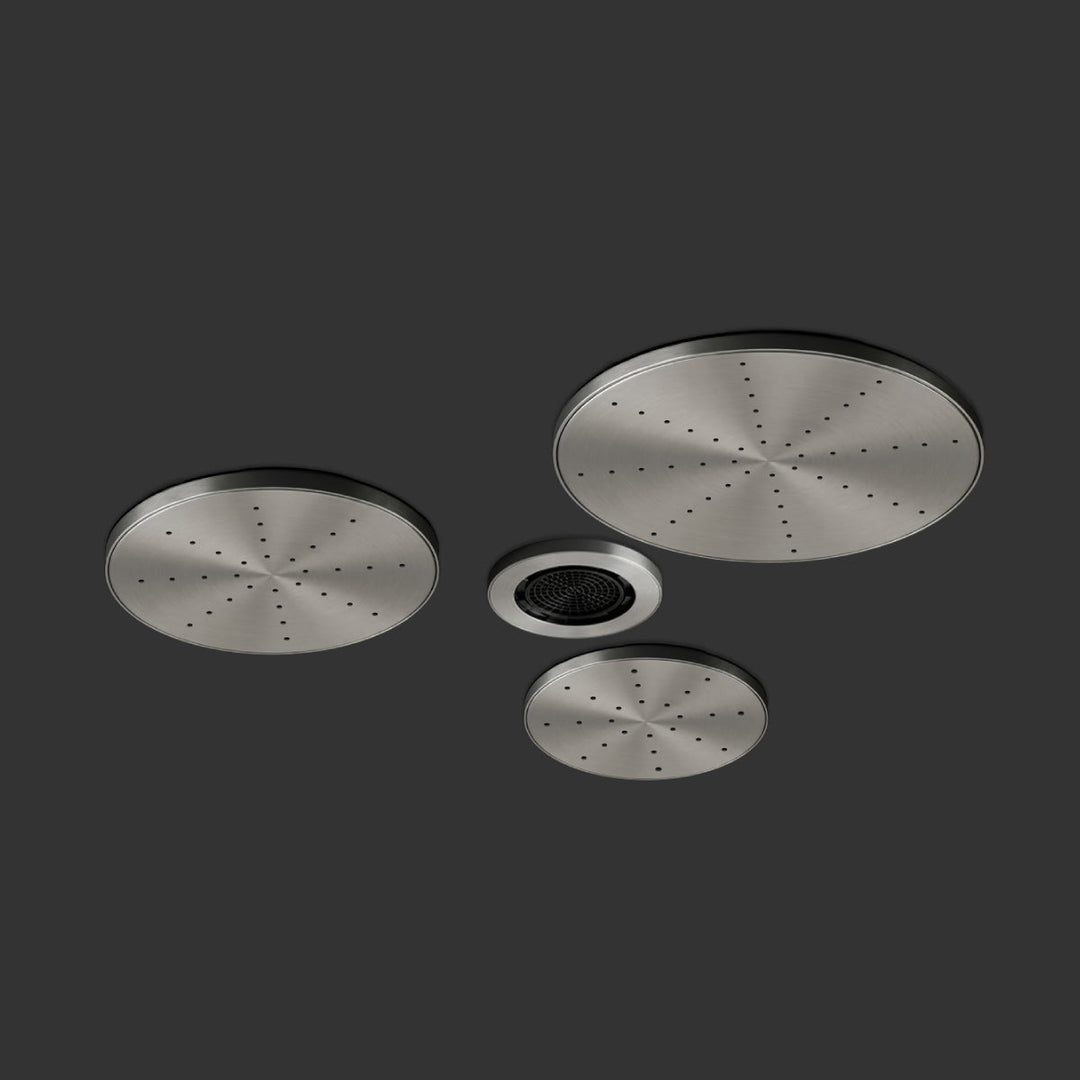 Wellness Shower head set with rain jet and pure free flow jet, flush ceiling mounting