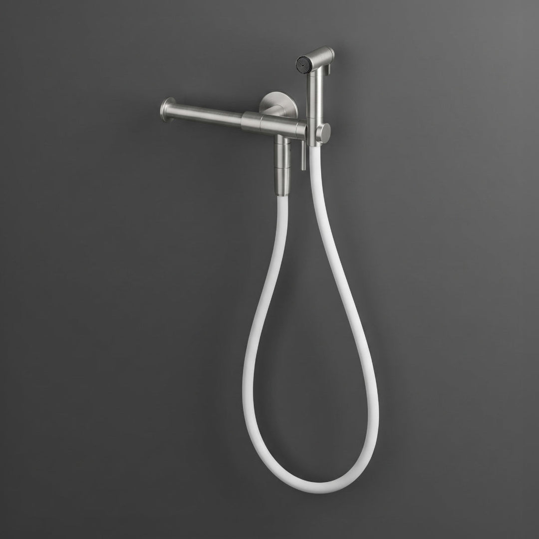 Jet Cleaners Bidet jet spray with toilet roll holder and shut-off hand shower complete with pressure limiter, wall bracket and water connection
