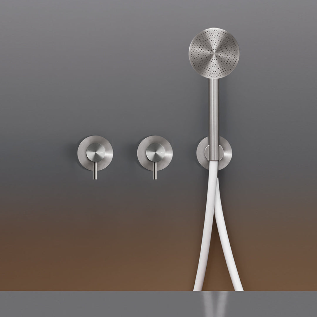 Gastone Wall mounted 2 mixers set for bathtub/shower with round hand shower Ø 80 mm. Not colored handle