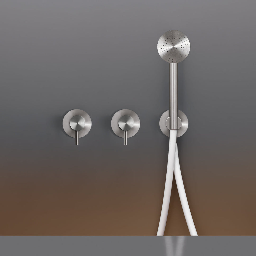 Gastone Wall mounted 2 mixers set for bathtub/shower with round hand shower Ø 65 mm. Not colored handle
