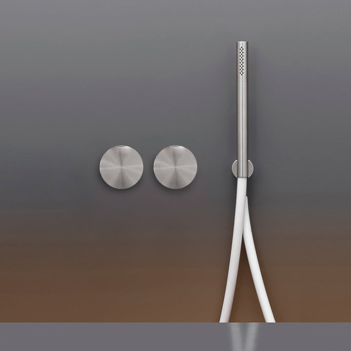 Giotto Wall mounted 2 progressive mixers set for bathtub/shower with cylindrical hand shower Ø 18 mm