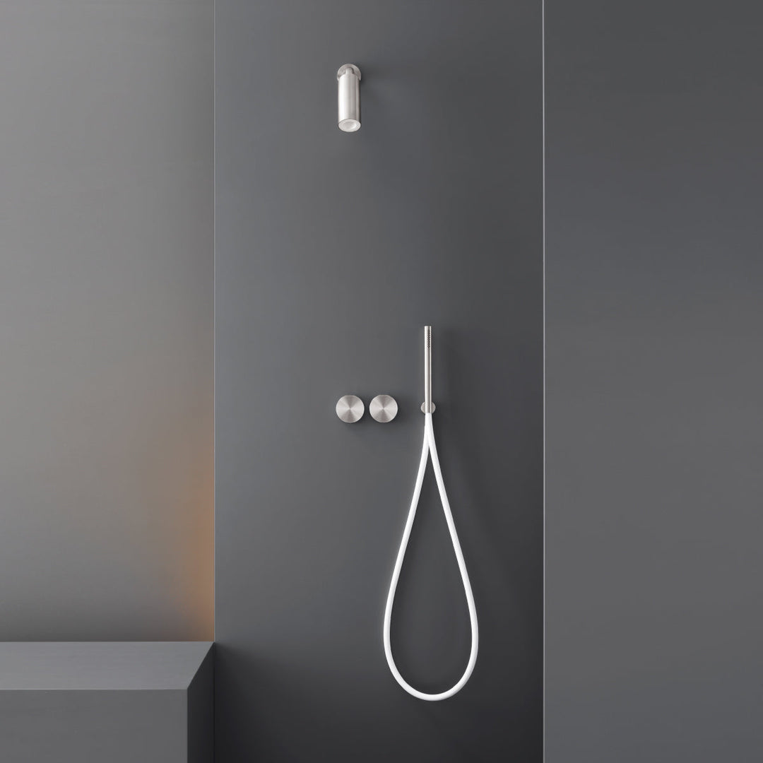 Giotto Wall mounted 2 progressive mixers set for bathtub/shower with cylindrical hand shower Ø 18 mm