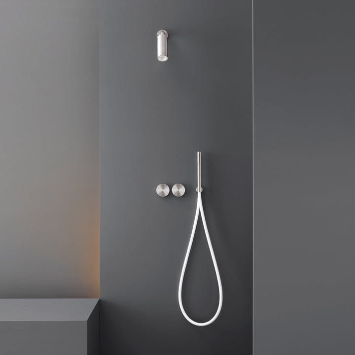 Giotto Wall mounted 2 progressive mixers set for bathtub/shower with cylindrical hand shower Ø 18 mm
