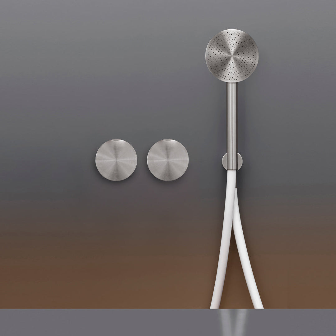 Giotto Wall mounted 2 progressive mixers set for bathtub/shower with round hand shower Ø 80 mm