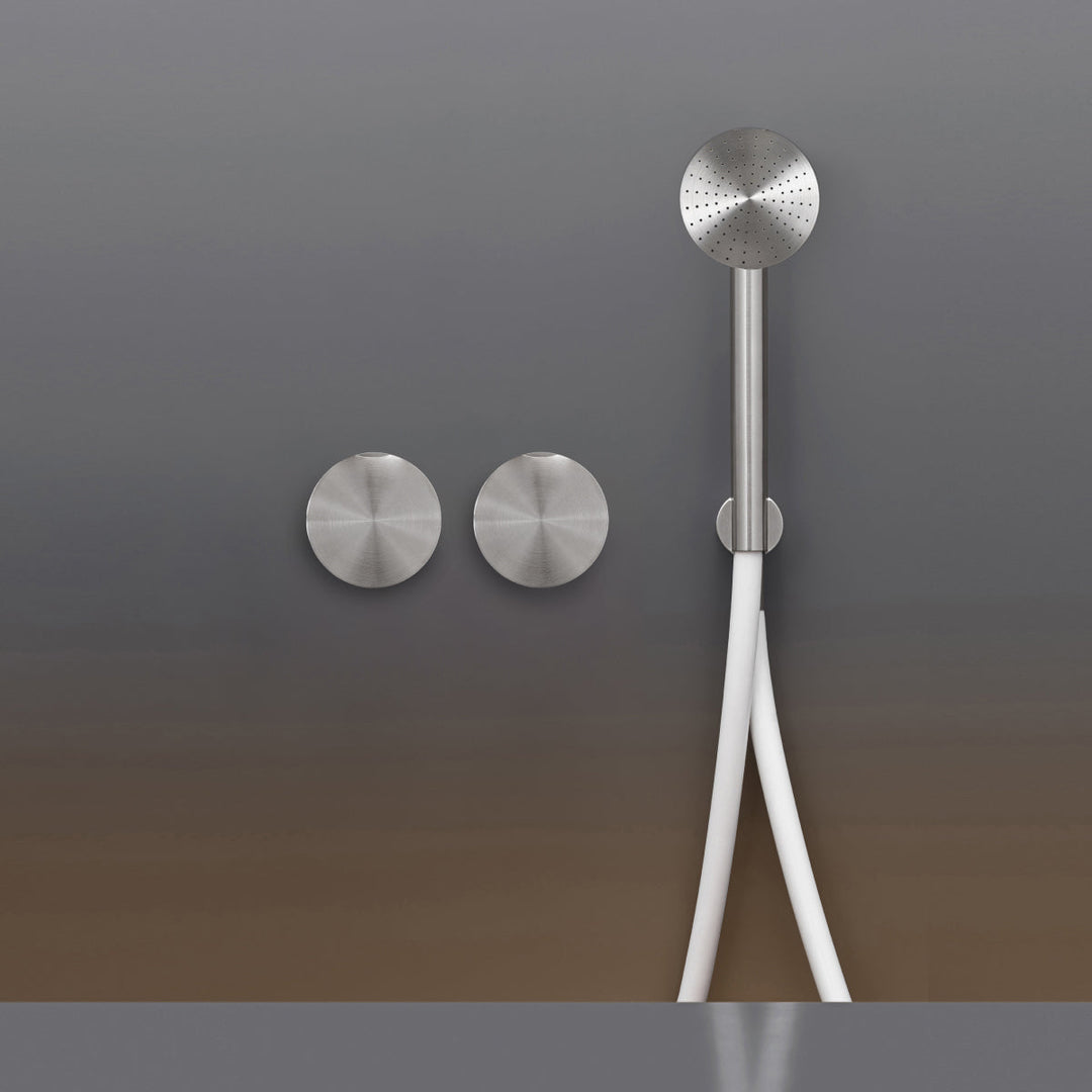 Giotto Wall mounted 2 progressive mixers set for bathtub/shower with round hand shower Ø 65 mm