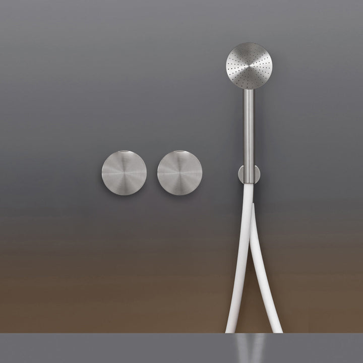Giotto Wall mounted 2 progressive mixers set for bathtub/shower with round hand shower Ø 65 mm