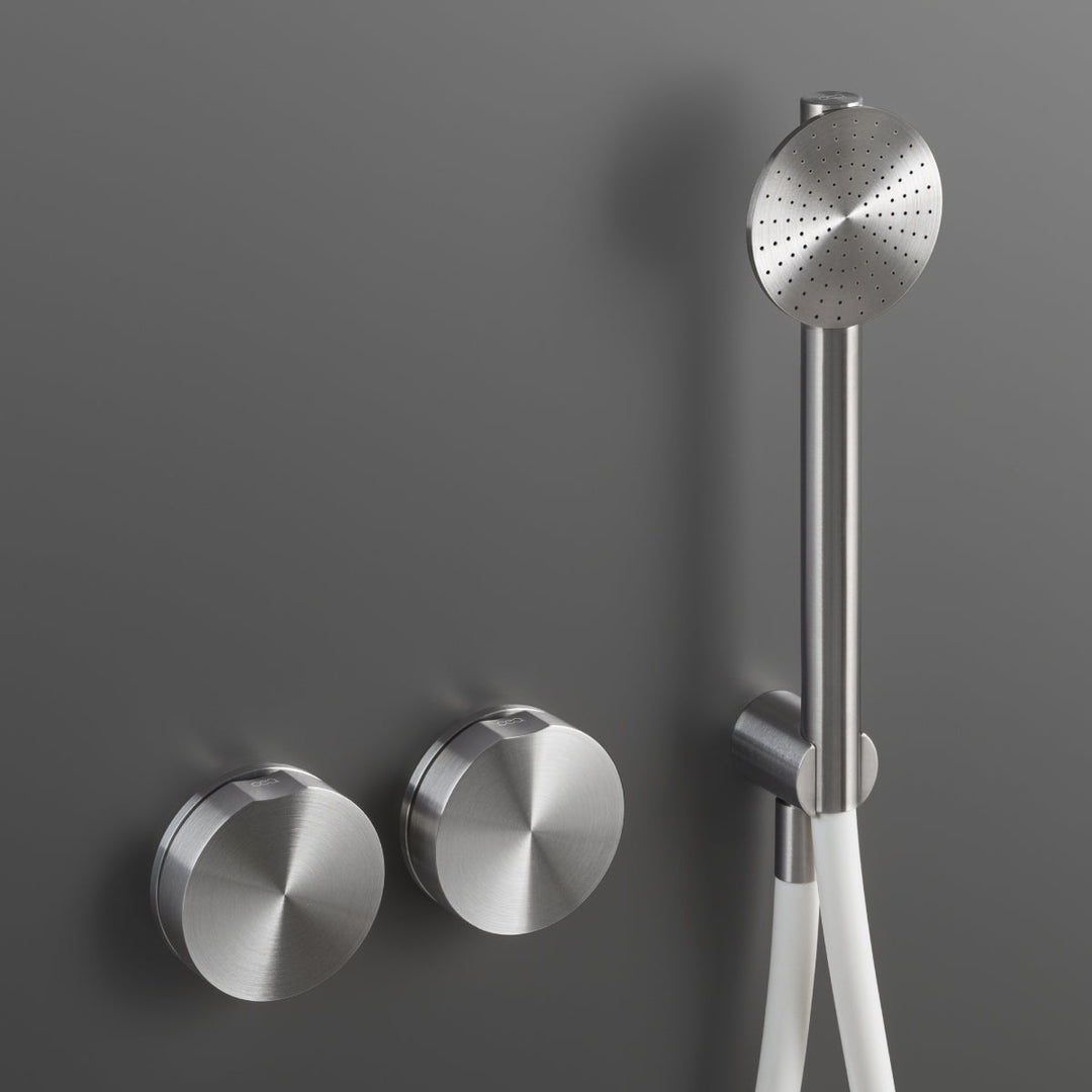 Giotto Wall mounted 2 progressive mixers set for bathtub/shower with round hand shower Ø 65 mm