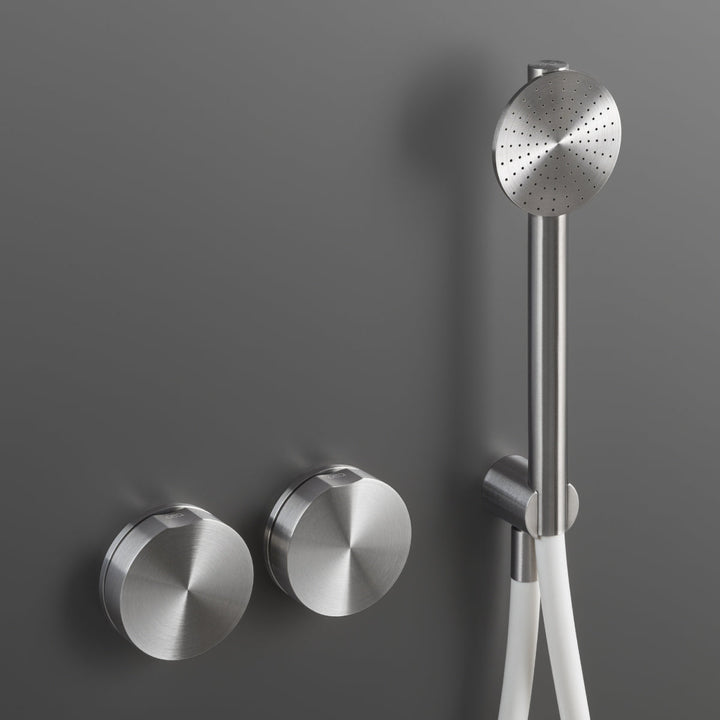 Giotto Wall mounted 2 progressive mixers set for bathtub/shower with round hand shower Ø 65 mm