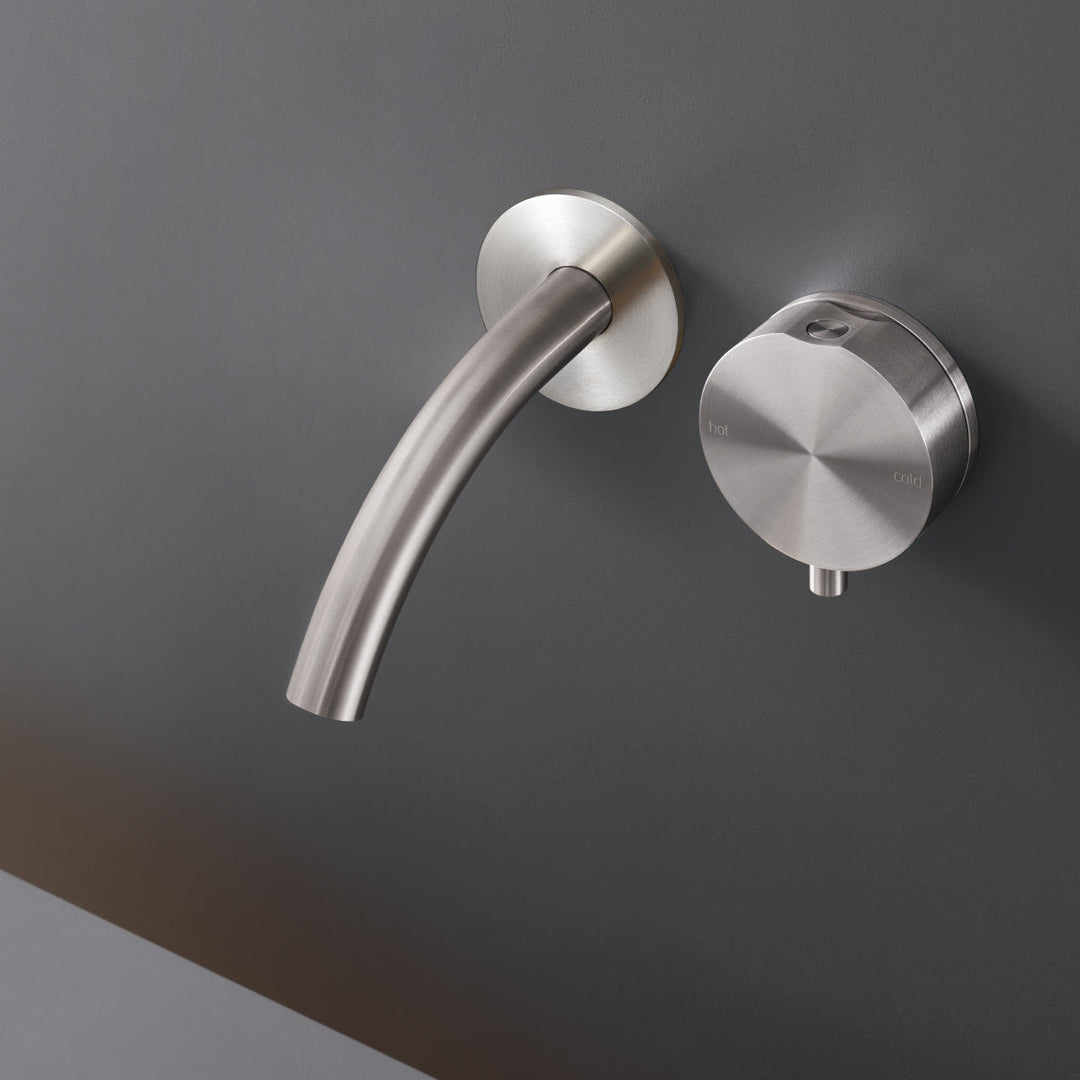 Giotto Plus Wall mounted Double Movement mixer with spout L. 125 mm