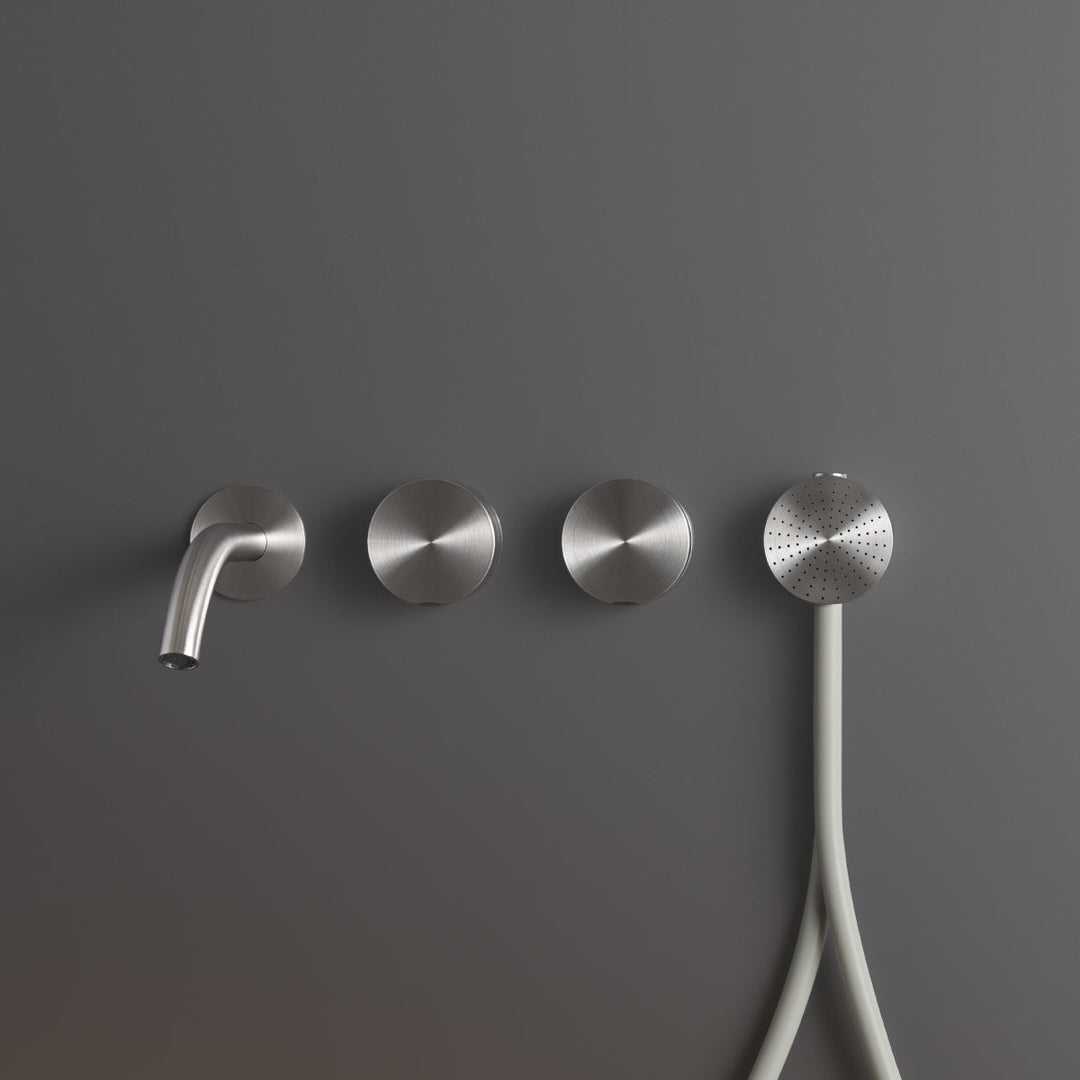 Giotto Plus Wall mounted 2 mixers set for bathtub with spout L. 170 mm and round hand shower Ø 65 mm
