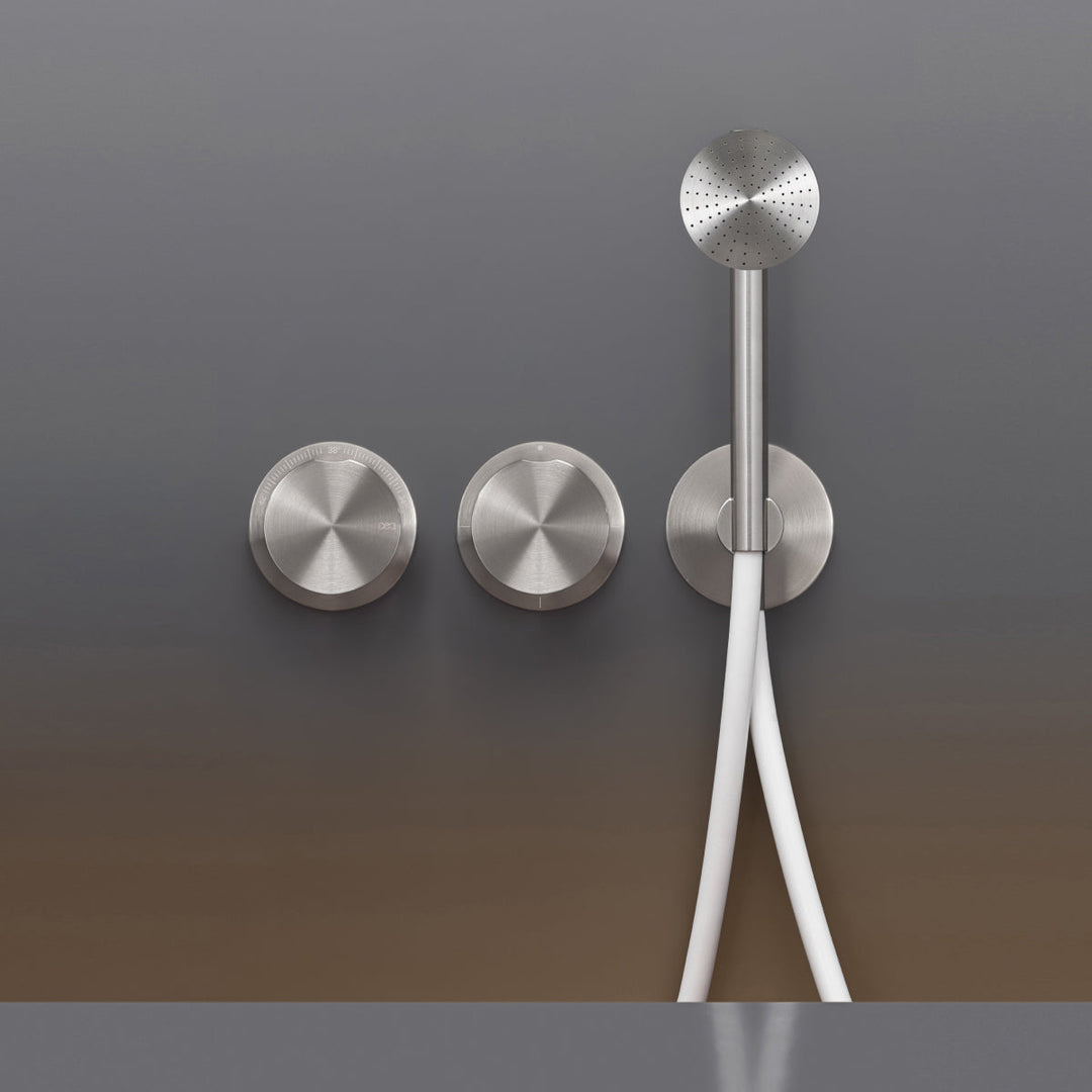 Giotto Plus Wall mounted thermostatic mixer set for bathtub/shower with 2/3 way diverter and cylindrical hand shower Ø 65 mm