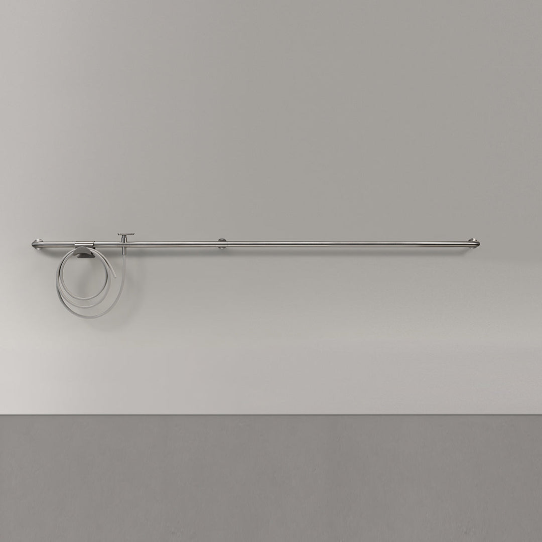 Hook Wall mounted tubular tap system (L. 2540 mm), in AISI 316L stainless steel for outdoor use, with mixer complete with garden hose connection