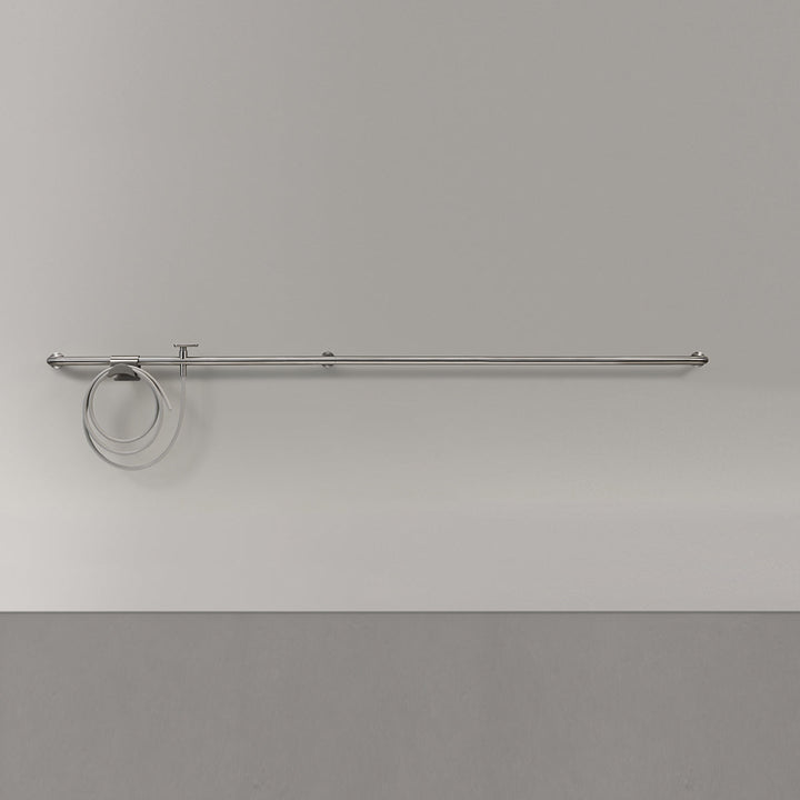 Hook Wall mounted tubular tap system (L. 2540 mm), in AISI 316L stainless steel for outdoor use, with mixer complete with garden hose connection