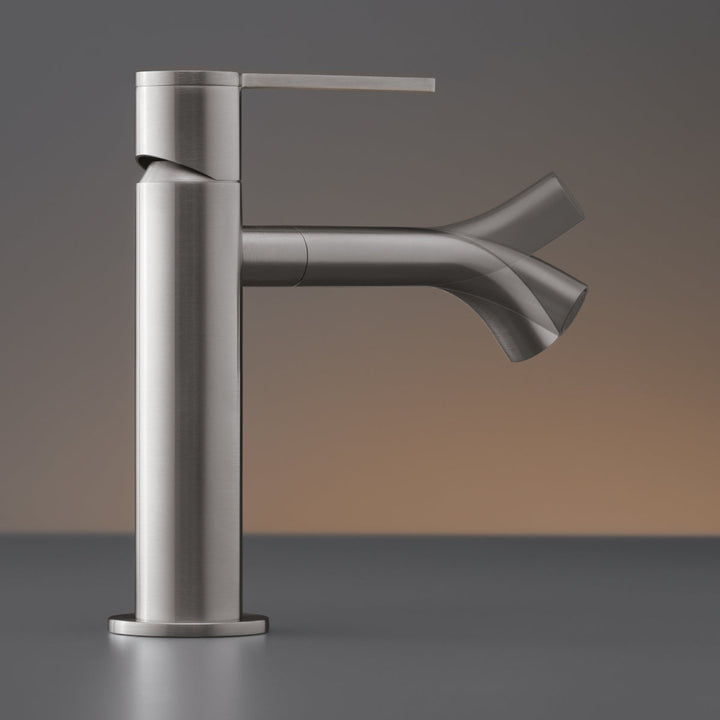 Innovo Deck mounted mixer H. 155 mm with swivelling spout for gush flow, opening in cold water