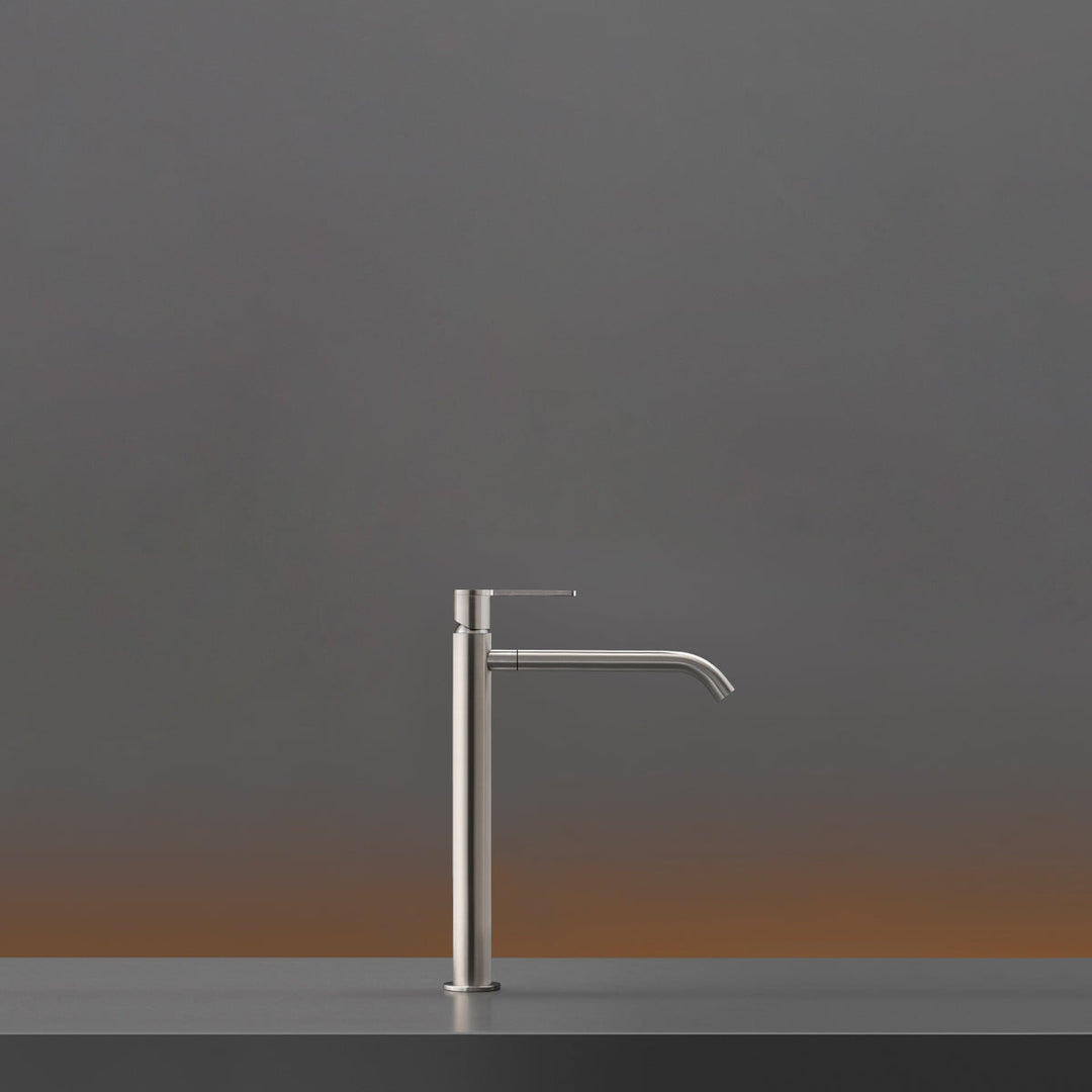 Innovo Deck mounted mixer for countertop basin H. 315 mm with swivelling spout for gush flow, opening in cold water