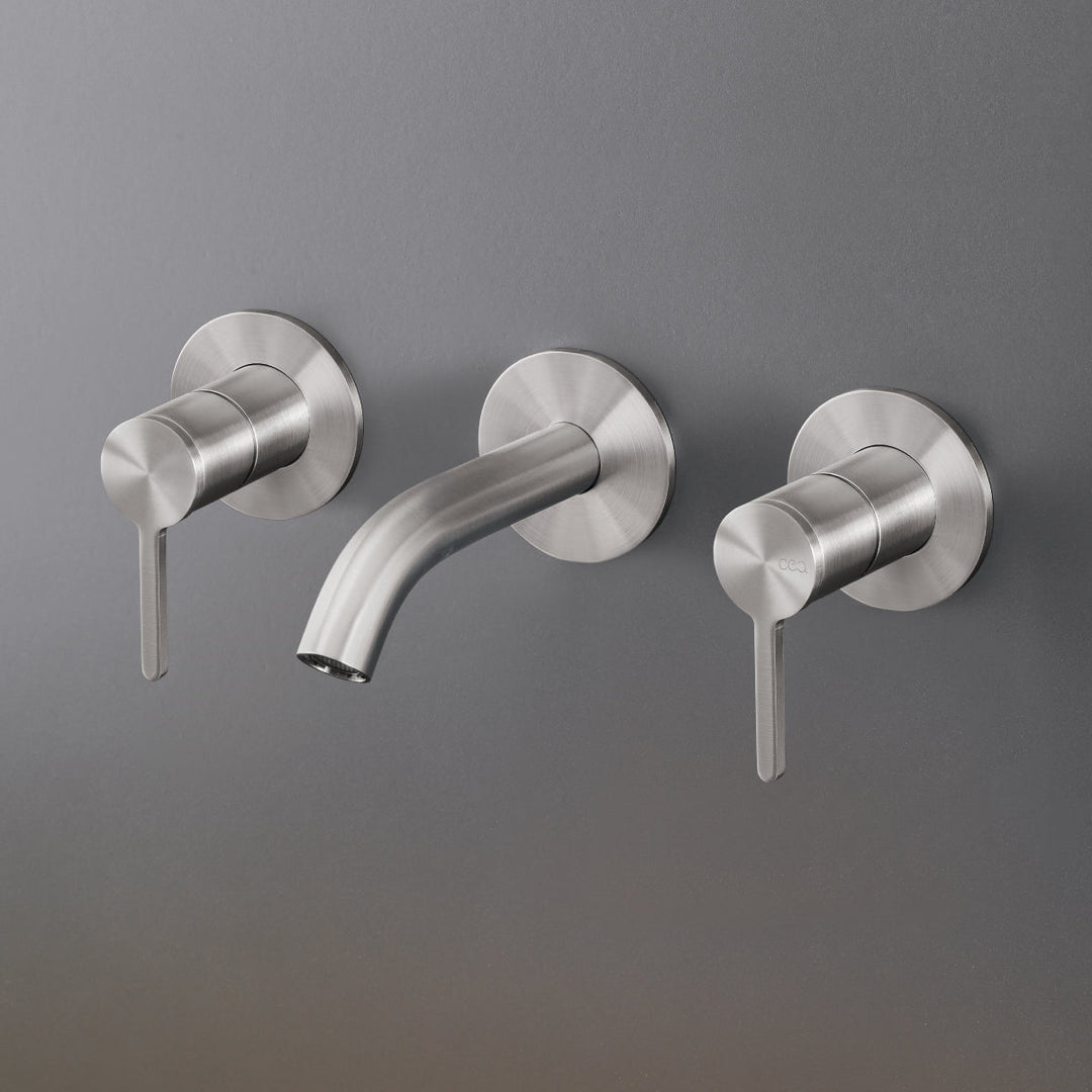 Innovo Wall mounted dual handle mixer with spout L. max. 125 mm