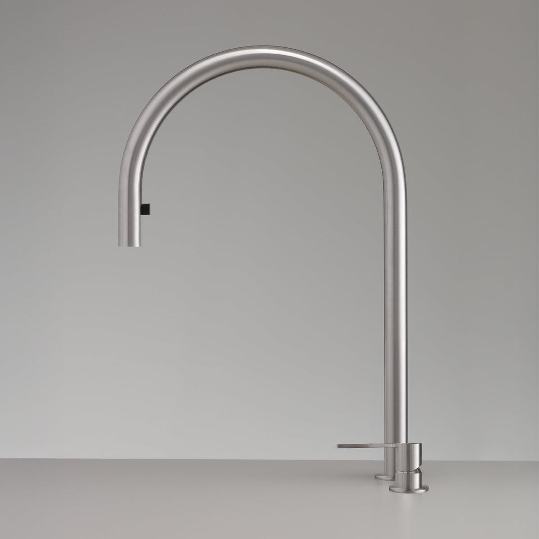 Two Hole Mixers With Pull Out Hand Shower Two-hole mixer with swivelling spout and pull-out hand shower