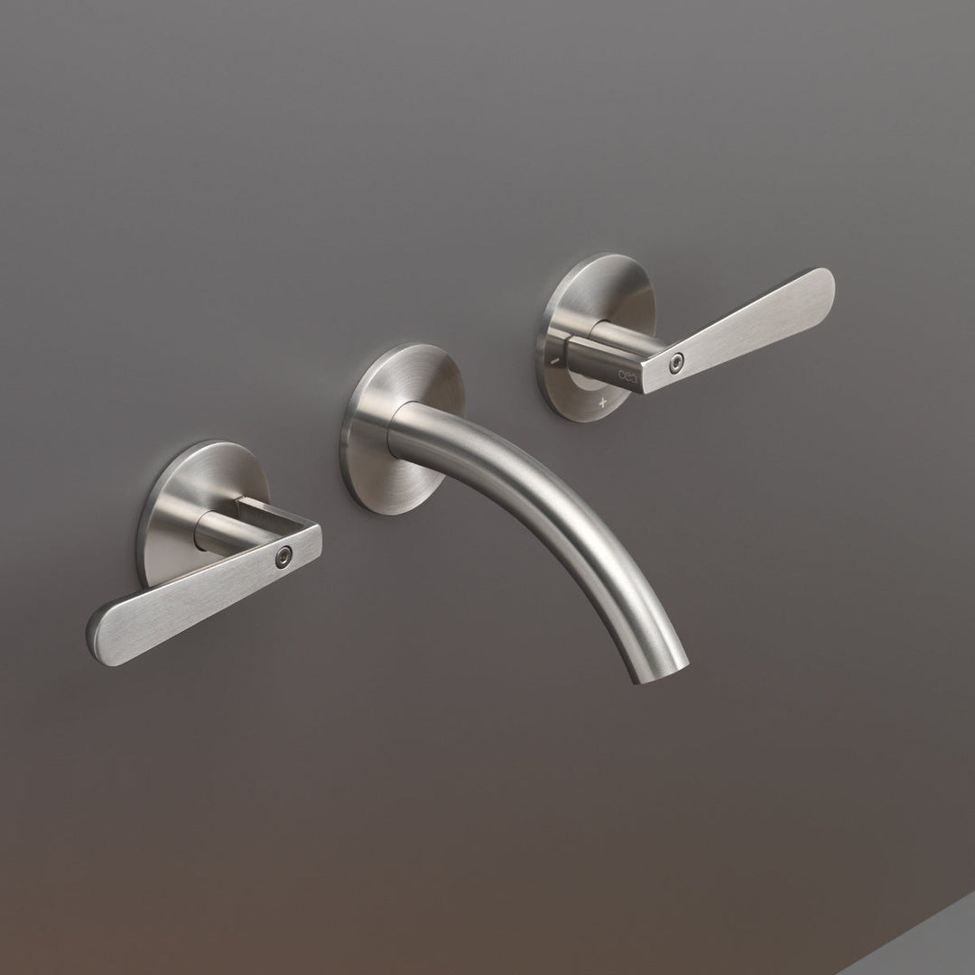 Lutezia Wall mounted dual handle mixer with spout L. 125 mm