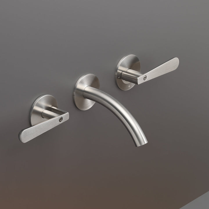 Lutezia Wall mounted dual handle mixer with spout L. 125 mm