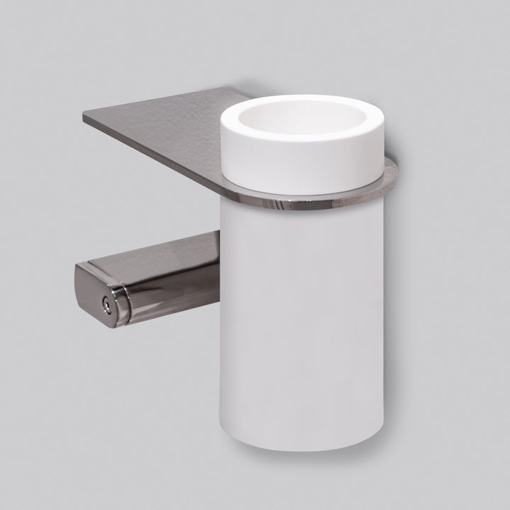 Lutezia Shelf with Delrin® toothbrush holder, installation on the left
