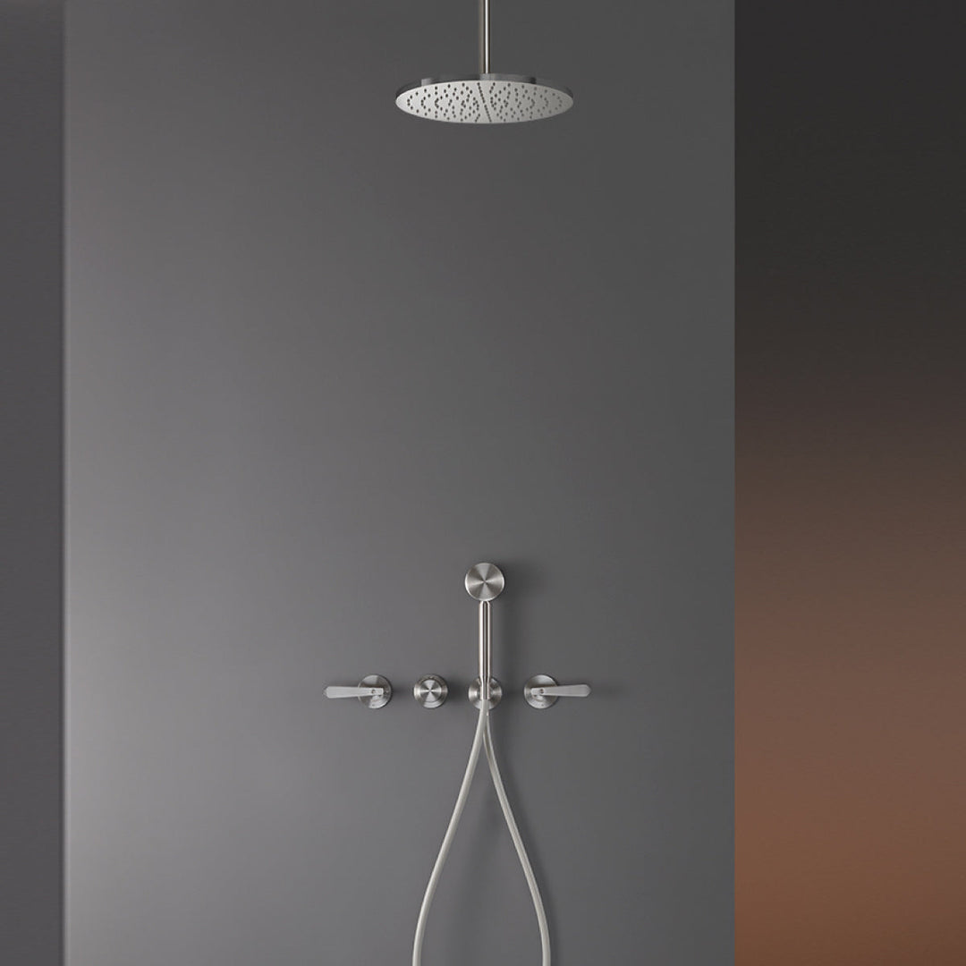 Lutezia Wall mounted thermostatic mixer set for shower with 2 shut-off valves and hand shower Ø 70 mm