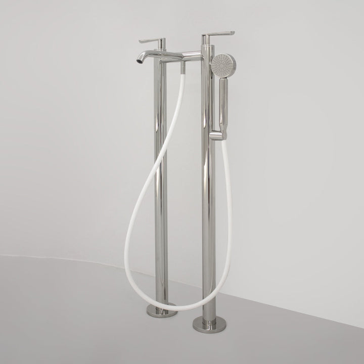 Lutezia Free-standing 2 progressive mixers set for bathtub H. 870 mm with round hand shower Ø 70 mm