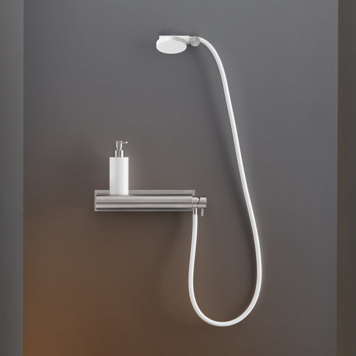 Milo360 Wall mounted mixer set, without built-in part, usable as shelf, with round Delrin® hand shower Ø 96 mm