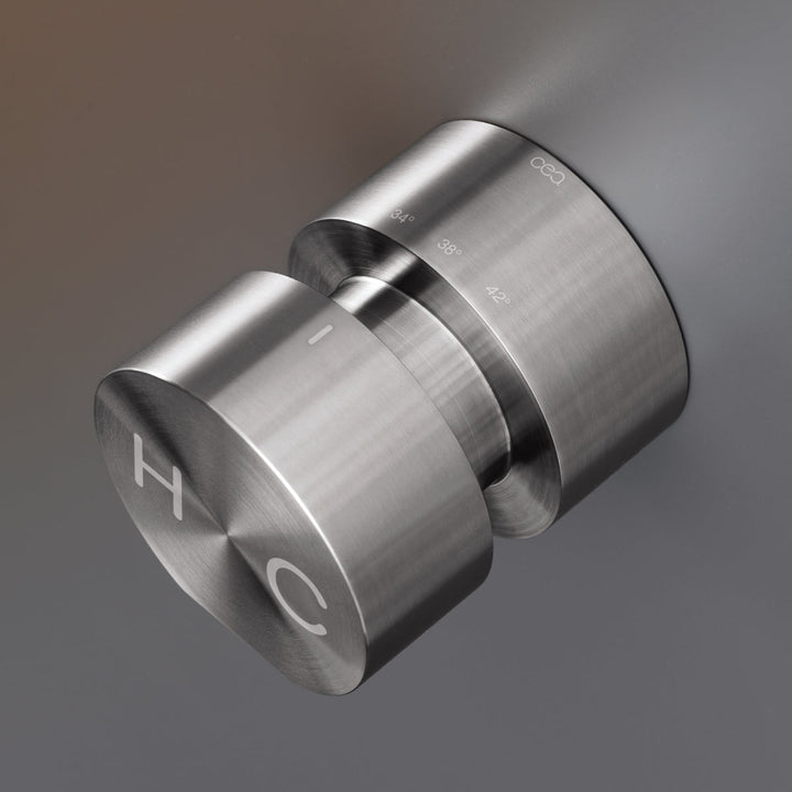 Neutra Wall mounted thermostatic mixer with shut-off valve