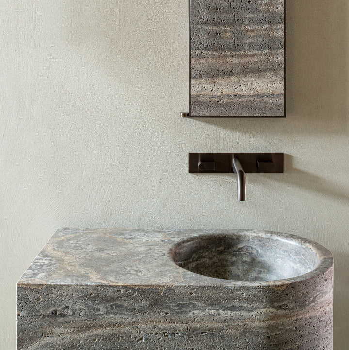 Washbasins Freestanding monobloc marble washbasin H. 870 mm with floor drainage and siphoned waste drain completely inspectable Washbasins CEA Design