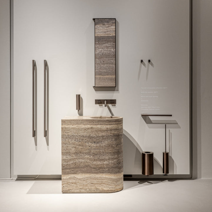 Washbasins Freestanding monobloc marble washbasin H. 870 mm with floor drainage and siphoned waste drain completely inspectable Washbasins CEA Design