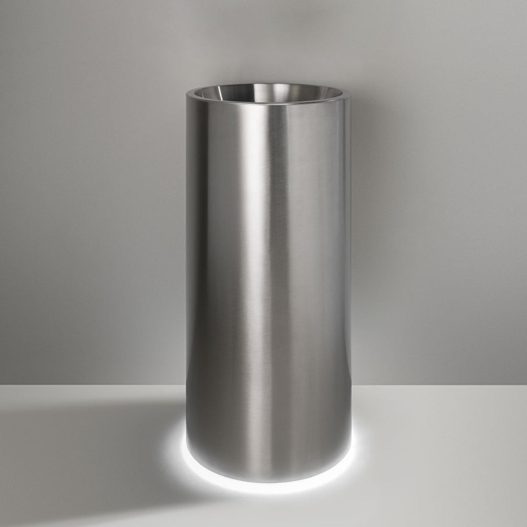 Washbasins Freestanding washbasin (Ø 425 mm, H. 900 mm) with LED floor lighting (3000K), overflow, floor drainage and siphoned up & down waste drain completely inspectable Washbasins CEA Design