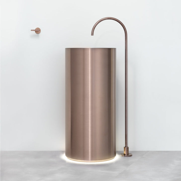 Washbasins Freestanding washbasin (Ø 425 mm, H. 900 mm) with LED floor lighting (3000K), overflow, floor drainage and siphoned up & down waste drain completely inspectable Washbasins CEA Design