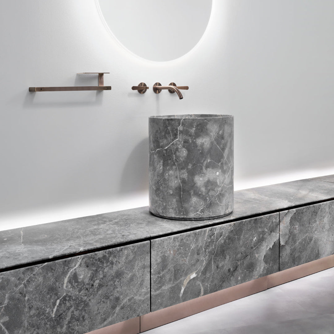 Washbasins Countertop monobloc marble washbasin (Ø 425 mm, H. 470 mm) with siphoned waste drain completely inspectable Washbasins CEA Design