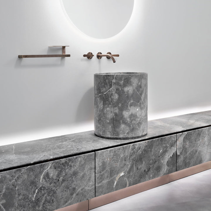 Washbasins Countertop monobloc marble washbasin (Ø 425 mm, H. 470 mm) with siphoned waste drain completely inspectable Washbasins CEA Design