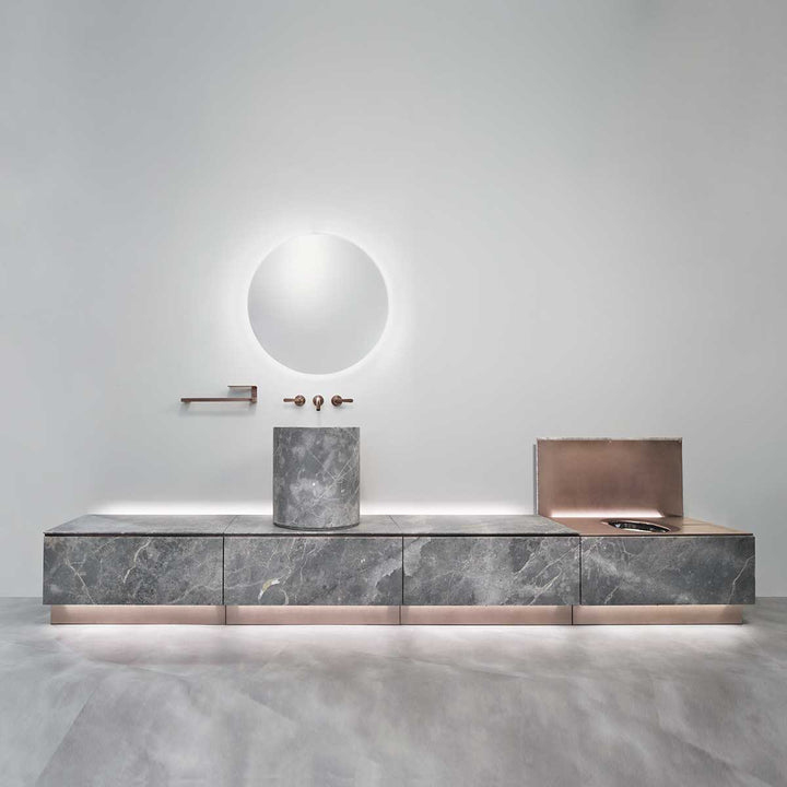 Washbasins Countertop monobloc marble washbasin (Ø 425 mm, H. 470 mm) with siphoned waste drain completely inspectable Washbasins CEA Design