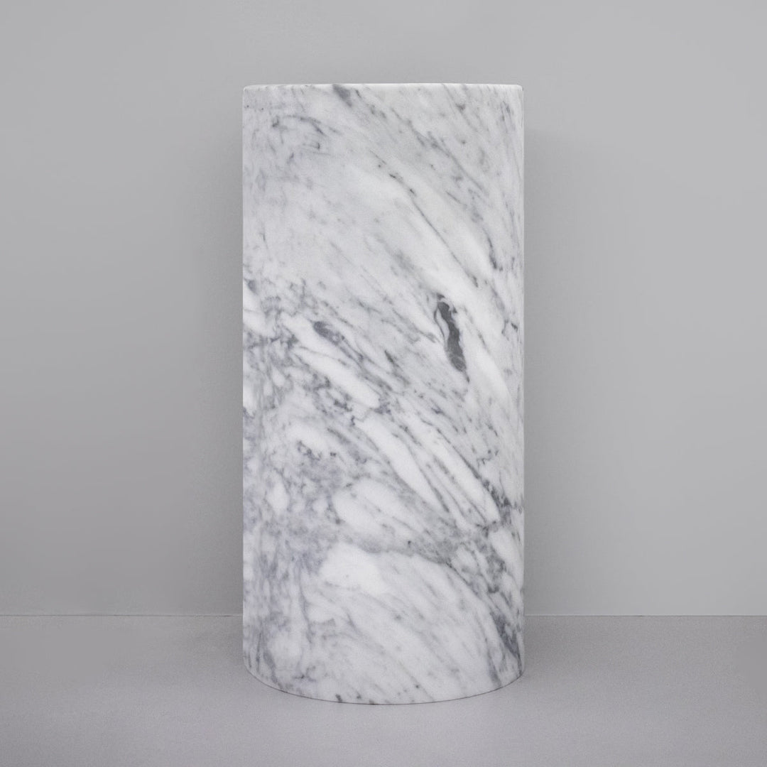 Washbasins Freestanding monobloc marble washbasin (Ø 425 mm, H. 900 mm) with wall drainage and siphoned waste drain completely inspectable Washbasins CEA Design