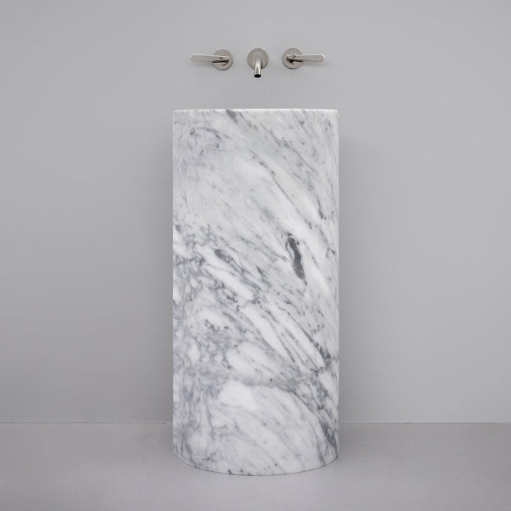 Washbasins Freestanding monobloc marble washbasin (Ø 425 mm, H. 900 mm) with floor drainage and siphoned waste drain completely inspectable Washbasins CEA Design