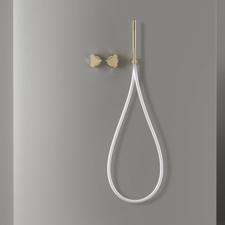 Ziqq Wall mounted 2 progressive mixers set for bathtub/shower with cylindrical hand shower Ø 18 mm