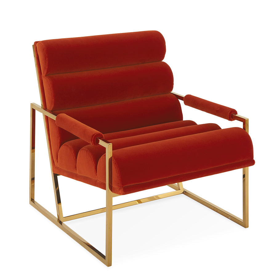 Channeled Goldfinger Lounge Chair Jonathan Adler Varese Persimmon