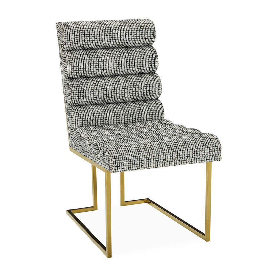 Channeled Goldfinger Dining Chair Jonathan Adler Crosshatch Black and White